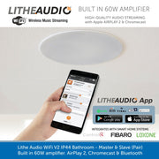 Lithe Audio WiFi V2 pair of Multi Room IP44 Bathroom Ceiling Speakers