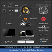 Lithe Audio 2.1 Wireless Ceiling Speaker & Subwoofer with WiFi & Bluetooth