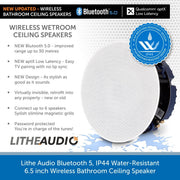 Lithe Audio Bluetooth 5, IP44 Water-Resistant Wireless Bathroom Ceiling Speaker