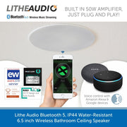 Lithe Audio Bluetooth 5, IP44 Water-Resistant Wireless Bathroom Ceiling Speaker