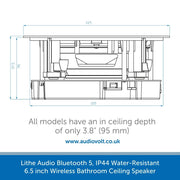 Lithe Audio Bluetooth 5, IP44 Water-Resistant Wireless Bathroom Ceiling Speaker