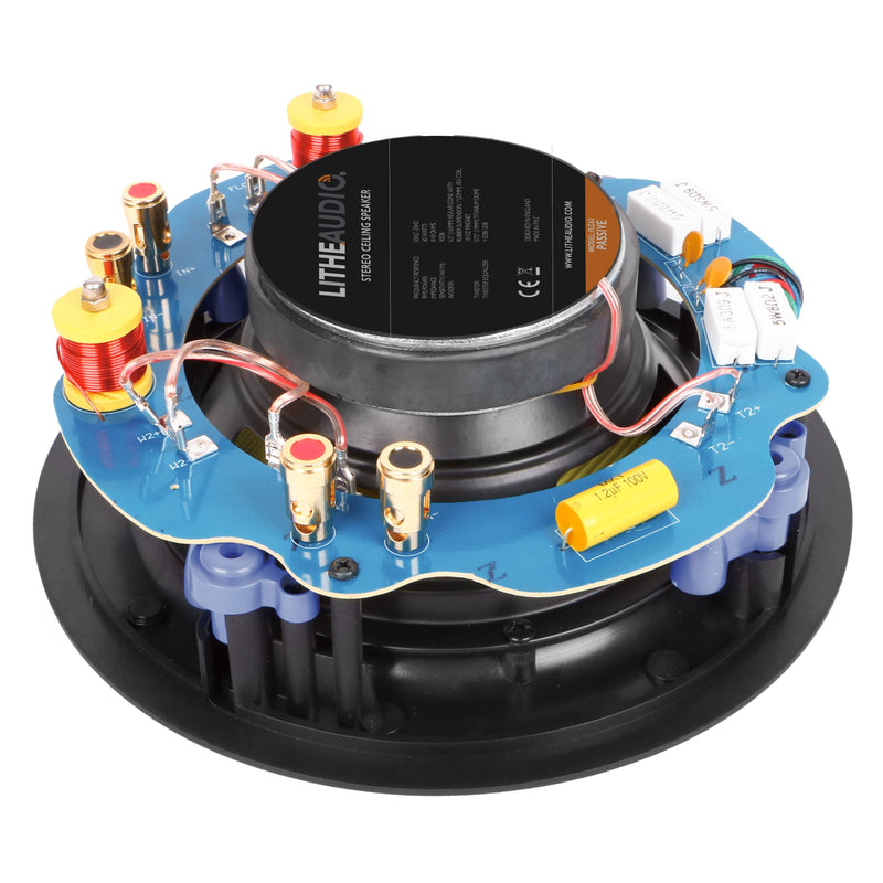 Rear Image showing the high-quality transformer and connections on the Lithe Audio 6.5" Stereo Speaker