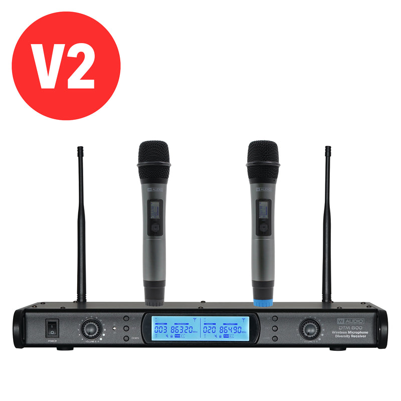W-Audio DTM 800H Twin Handheld UHF Wireless Mic System + V2 Software (863.0mHz-865.0mHz)