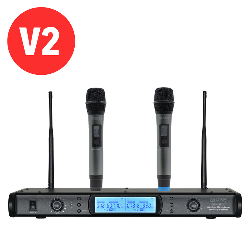W-Audio DTM 600H Twin Handheld UHF Wireless Mic System + V2 Software (606.0mHz-614.0mHz)