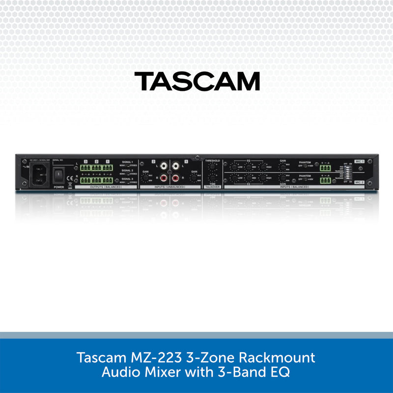 Tascam MZ-123BT Compact 3-Zone Audio Mixer with Bluetooth