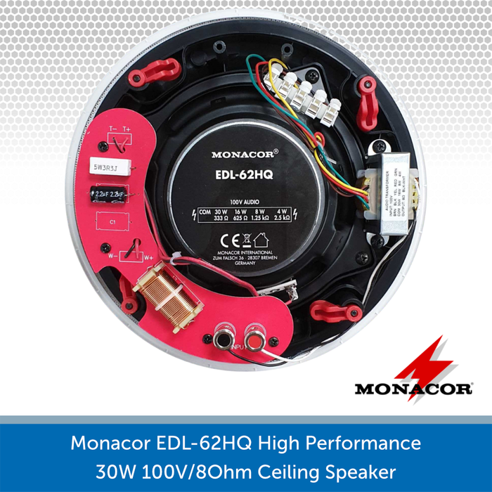 Monacor EDL-62HQ High Performance 30W 100V/8Ohm Ceiling Speaker REAR