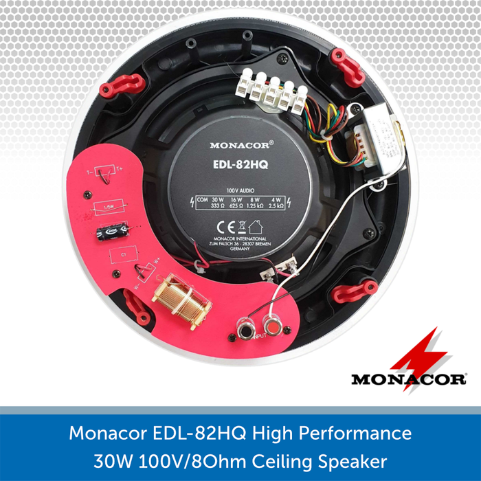 Monacor EDL-82HQ High Performance 30W 100V/8Ohm Ceiling Speaker REAR