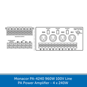 Showing the connections for a Monacor PA-4240