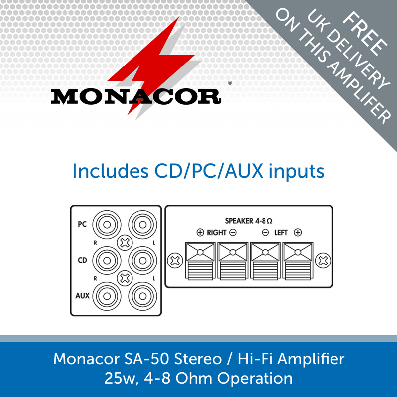 Diagram for a Monacor SA-50 Stereo / Hi-Fi Amplifier - 25W