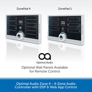 Optimal Audio Zone 4 - 4-Zone Audio Controller with DSP & Web App Control