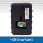 Eagle 20W Compact Stylish Wall Speakers, 100V or 8 Ohms (Pair)