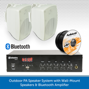 Outdoor PA Speaker System with Wall-Mount Speakers & Bluetooth Amplifier