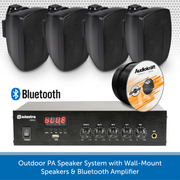 Outdoor PA Speaker System with Wall-Mount Speakers & Bluetooth Amplifier