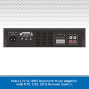 Pulse+ 60W 100V Bluetooth Mixer Amplifier with MP3, USB, SD & Remote Control