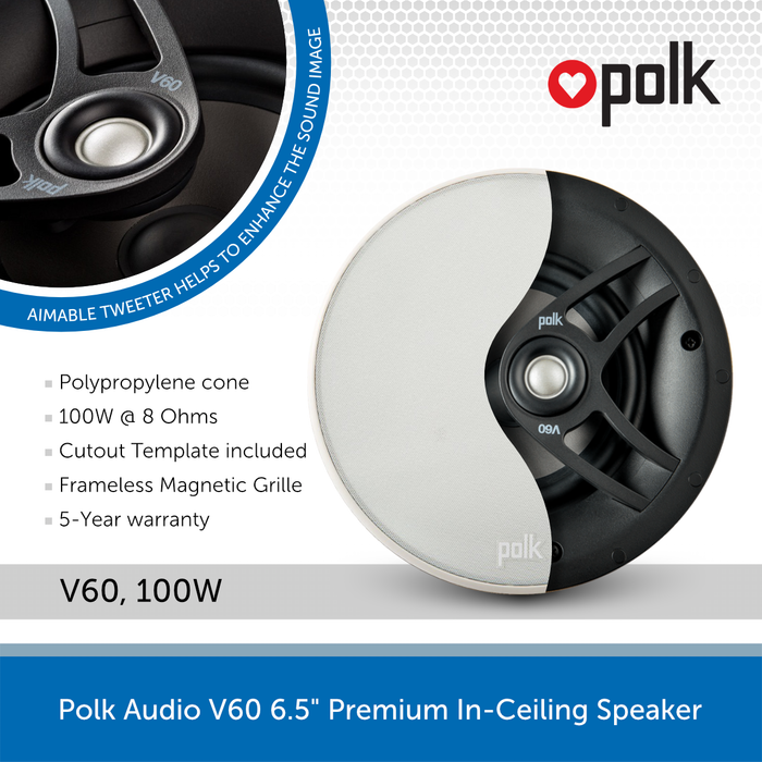 Polk Audio V60 Premium In-Ceiling Speaker Audio Volt