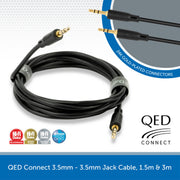QED Connect 3.5mm Jack - 3.5mm Jack Cable, 1.5m & 3m
