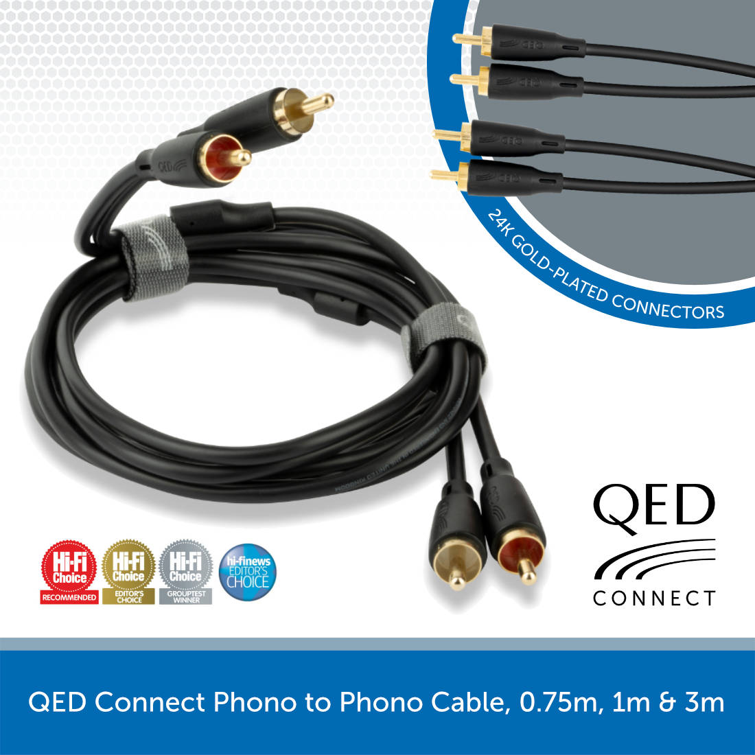 QED Connect Câble Caisson De Basses Phono Mâle à Mâle 6 Mètres - Qualité Audio Premium
