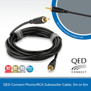 QED Connect Phono/RCA Subwoofer Cable, 3m or 6m