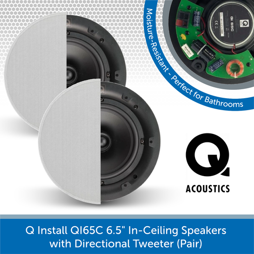 Q Install QI65C 6.5" In-Ceiling Speakers w/ Directional Tweeter (Pair)