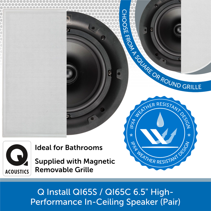 Q Install QI65S / QI65C 6.5" High-Performance In-Ceiling Speaker (Pair)