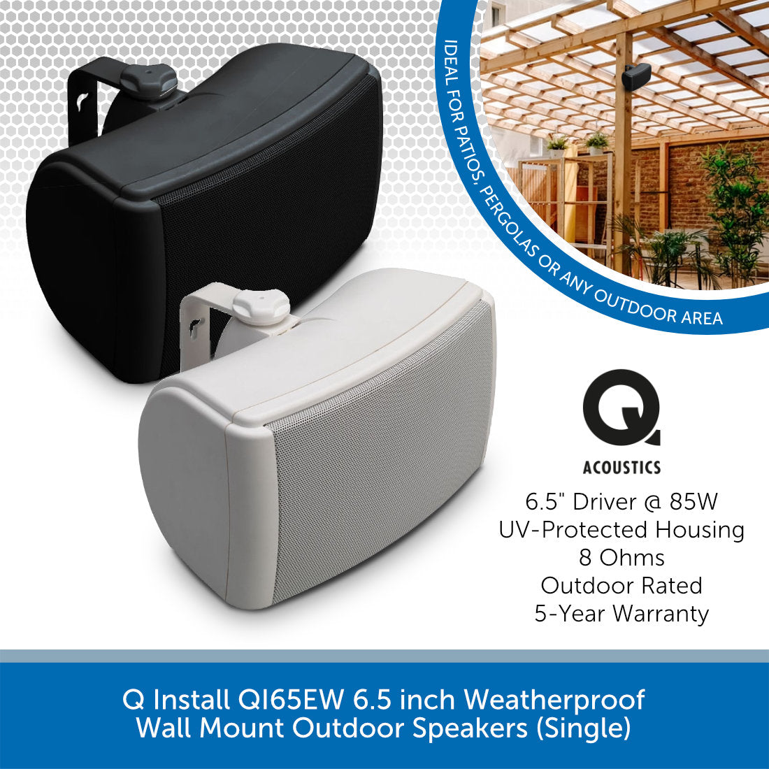 Q Install QI65EW Weatherproof On-Wall Outdoor Speakers Audio Volt