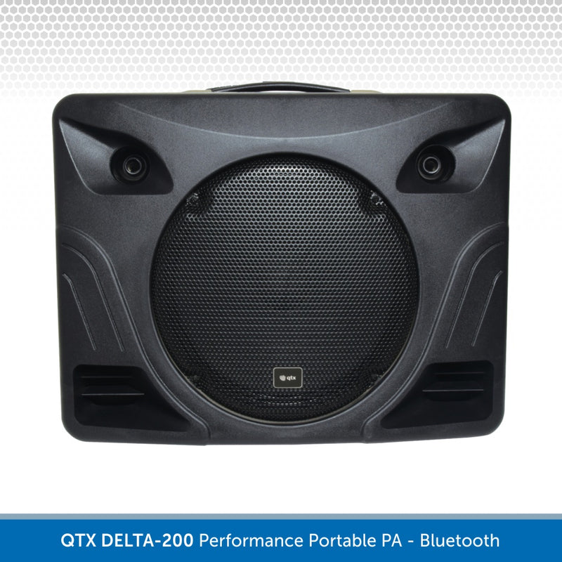 QTX DELTA-200 Performance Portable PA Unit | Bluetooth & 2 Wireless UHF Microphones