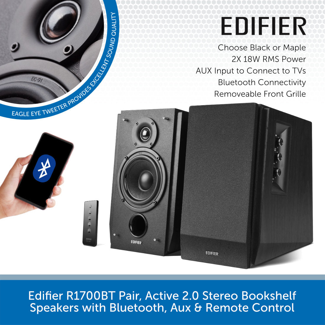 Edifier R1700BT Active Bookshelf Speakers with Bluetooth | Audio