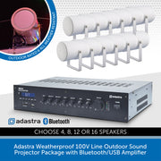 Adastra Weatherproof 100V Line Outdoor Sound Projector Package with Bluetooth/USB Amplifier