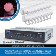 Adastra Weatherproof 100V Line Outdoor Sound Projector Package with Bluetooth/USB Amplifier