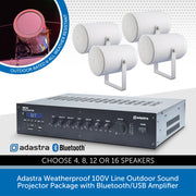 Adastra Weatherproof 100V Line Outdoor Sound Projector Package with Bluetooth/USB Amplifier