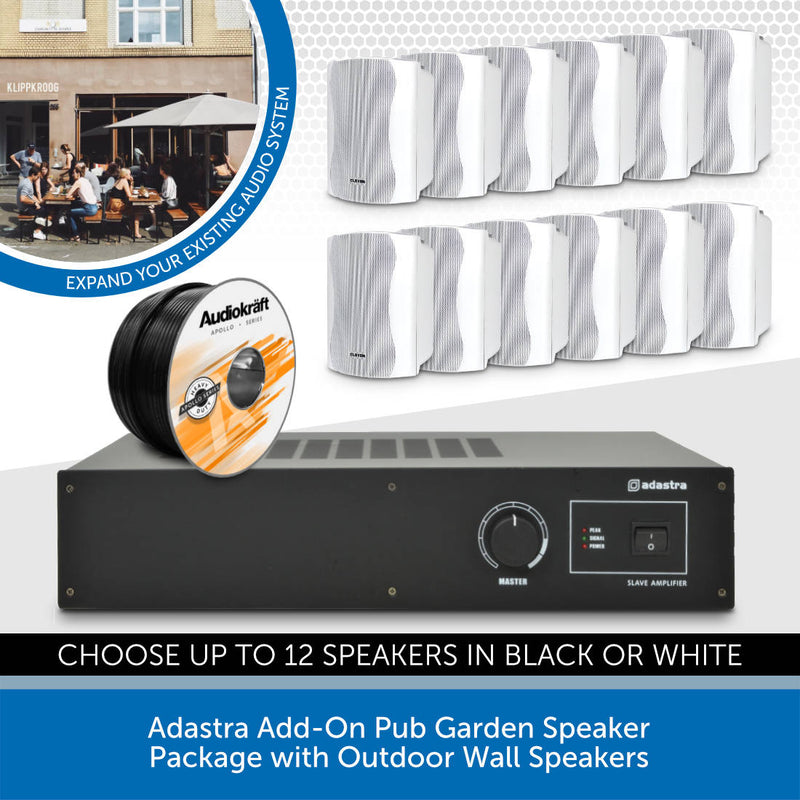 Adastra Add-On Pub Garden Speaker Package with Outdoor Wall Speakers