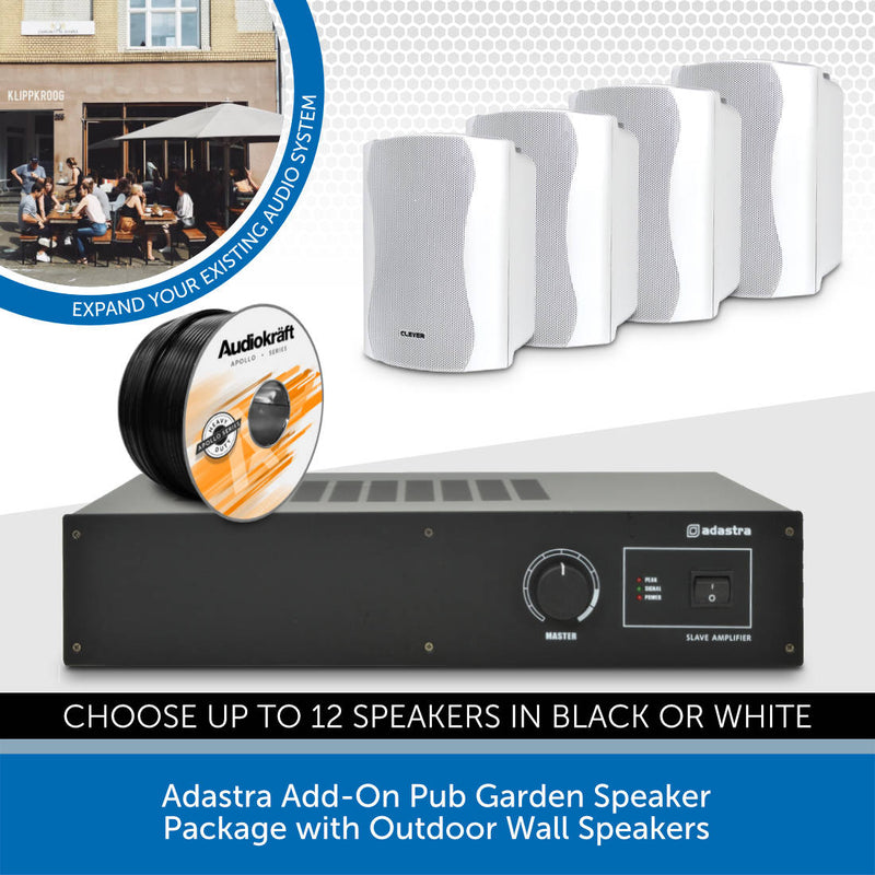 Adastra Add-On Pub Garden Speaker Package with Outdoor Wall Speakers