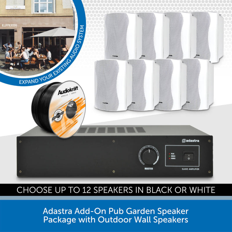 Adastra Add-On Pub Garden Speaker Package with Outdoor Wall Speakers