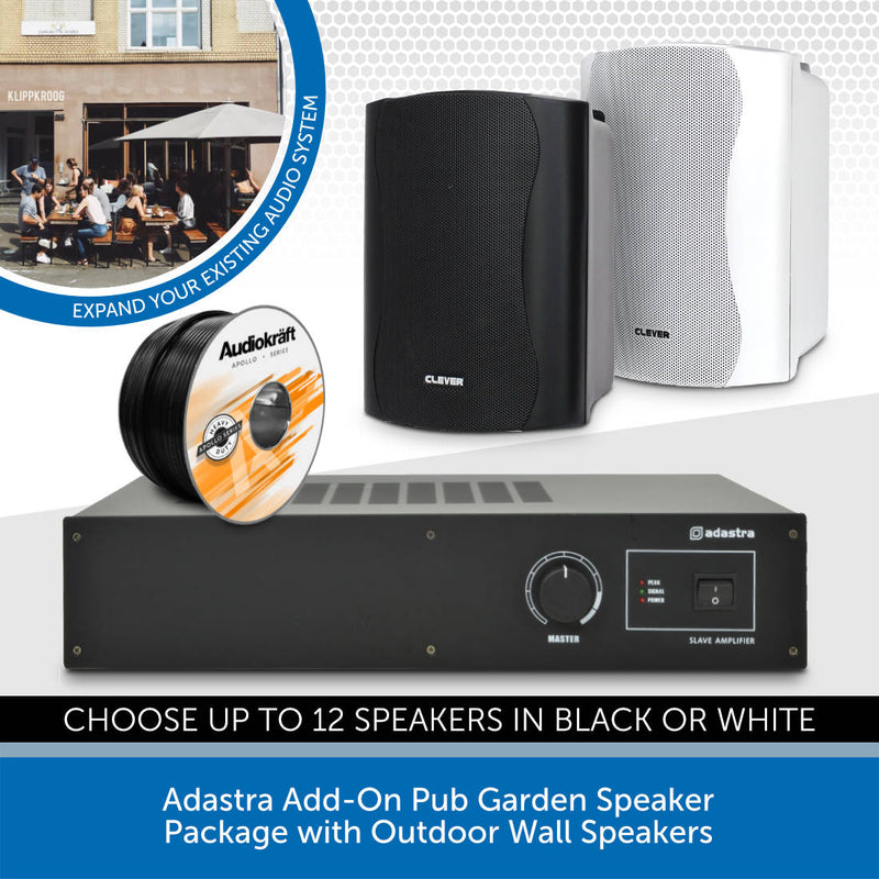 Adastra Add-On Pub Garden Speaker Package with Outdoor Wall Speakers