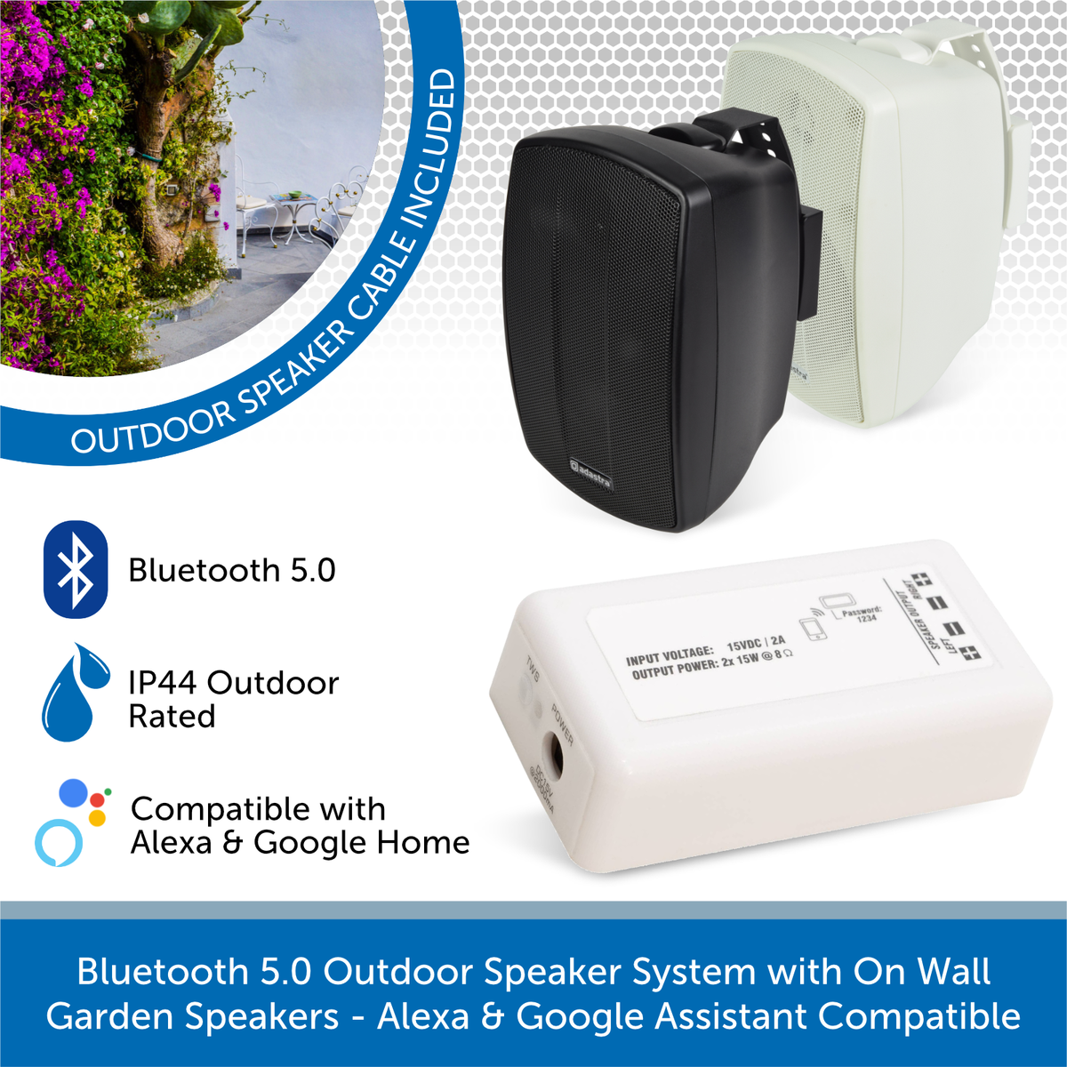 Bluetooth Garden Speaker System Alexa Compatible Audio Volt