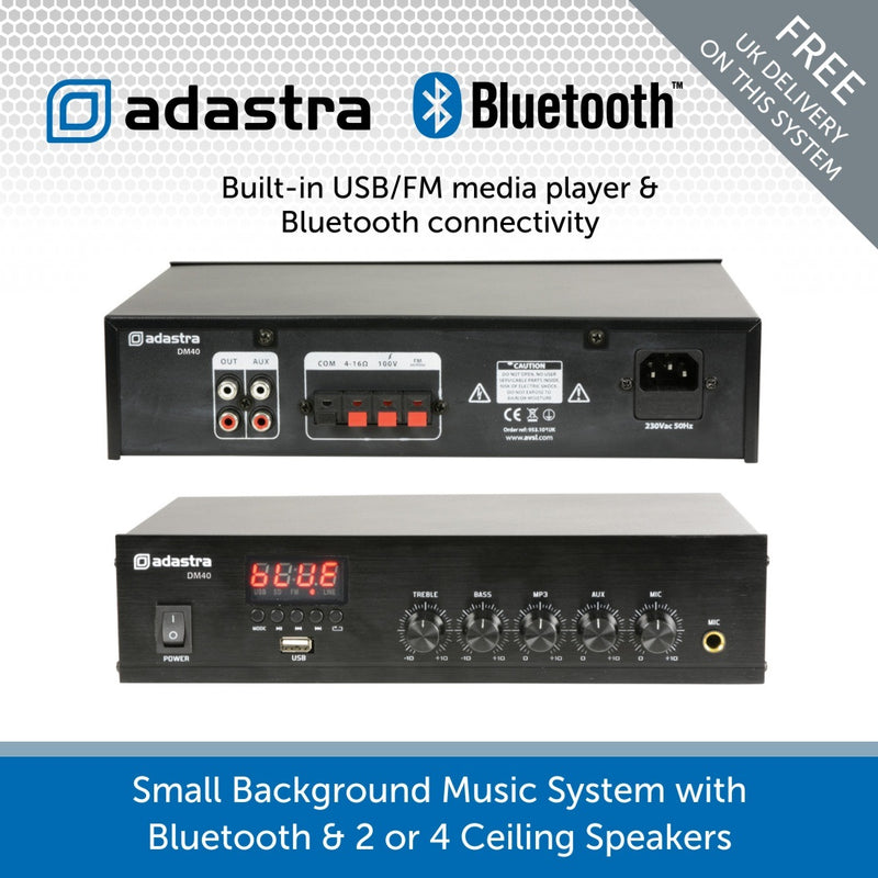 Background Music System with In-Ceiling Speakers with Bluetooth connectivity & FM Radio