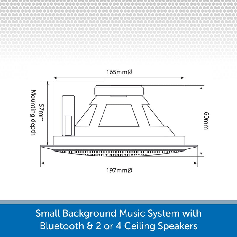 Background Music System with In-Ceiling Speakers with Bluetooth connectivity & FM Radio