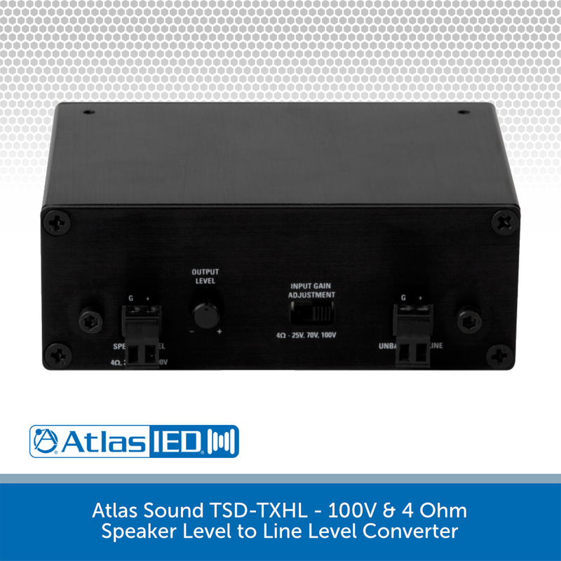 Atlas Sound TSD-TXHL - 100V & 4 Ohm Speaker Level to Line Level Converter