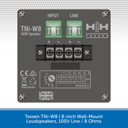Tessen TNi-W8 | 8-inch Wall-Mount Loudspeakers, 100V Line / 8 Ohms