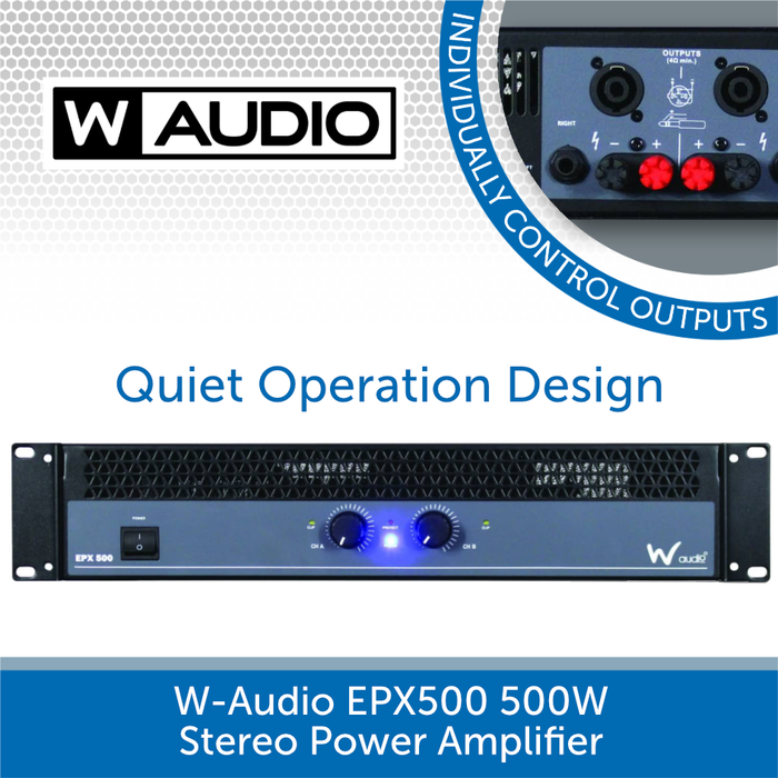 W-Audio EPX 500 Stereo Power Amplifier x 250W, 4-8 Ohms Audio Volt