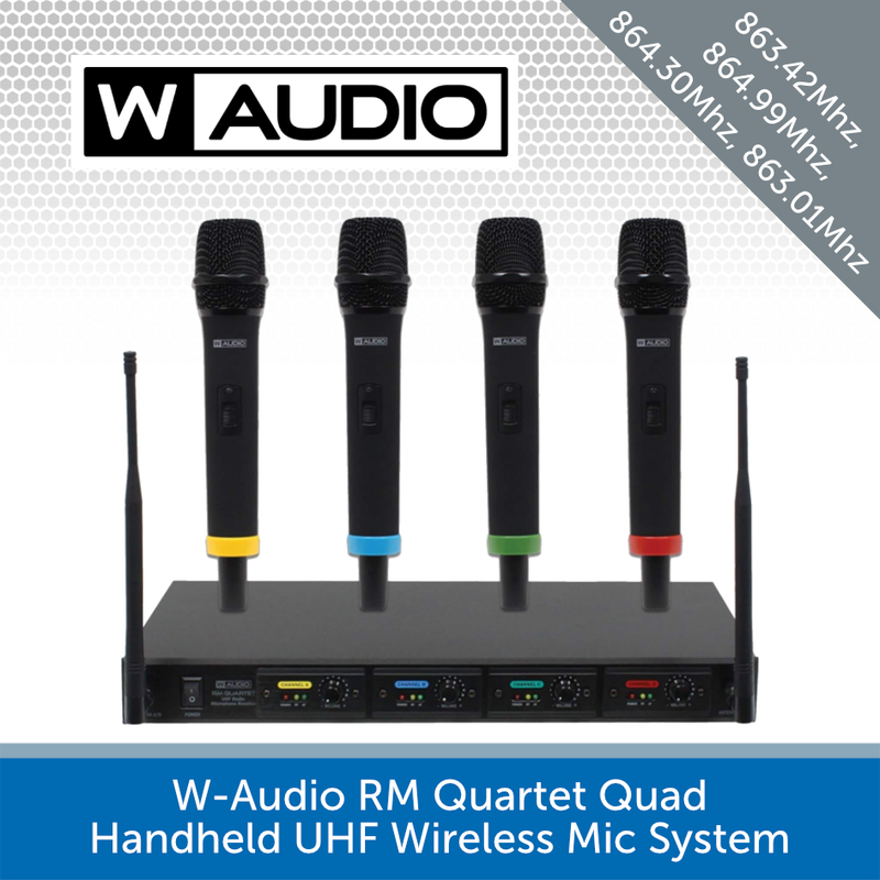 W-Audio RM Quartet Quad Handheld UHF Wireless Mic System (Rechargeable Mics)