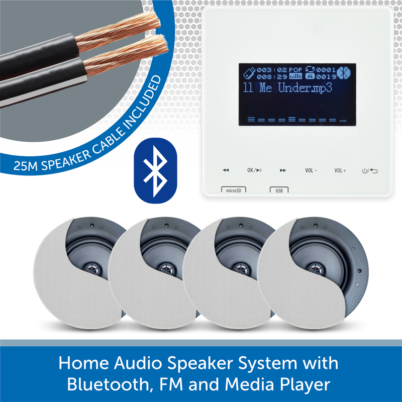 Home Audio Speaker System with Bluetooth, FM and Media Player 4 speakers