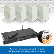 Warehouse DAB Radio Music System with Wall-Mount or Suspended Pendant Speakers
