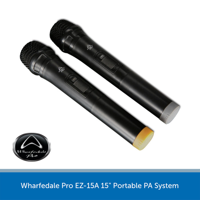 Wharfedale Pro EZ-15A 15" Portable PA System 100W With Dual Wireless Microphones