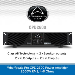 Wharfedale Pro CPD 2600 Power Amplifier, 2600W RMS, 4-8 Ohms