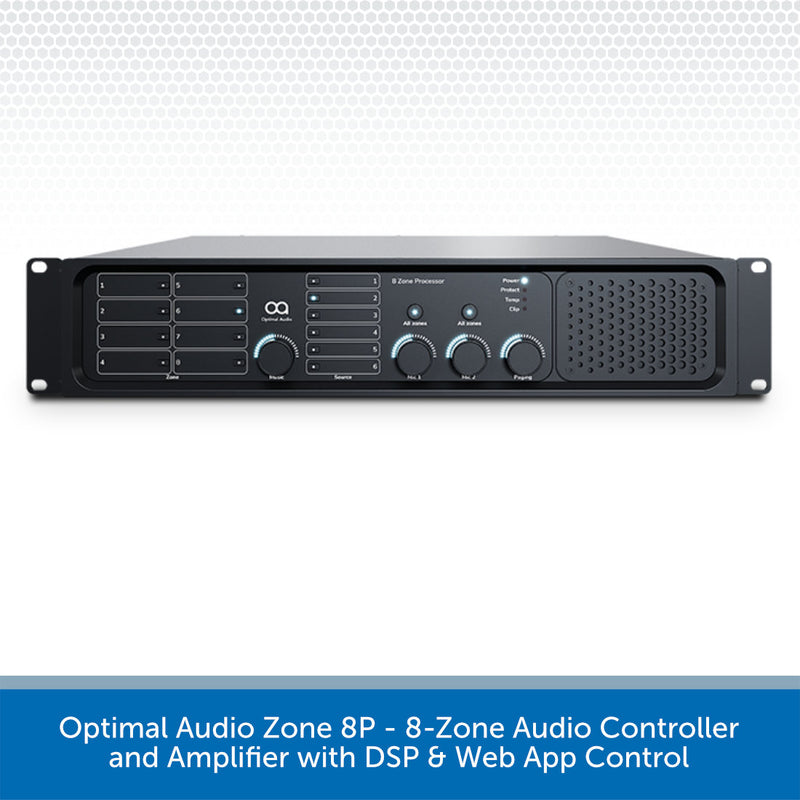 Optimal Audio Zone 8P - 8-Zone Audio Controller and Amplifier with DSP & Web App Control