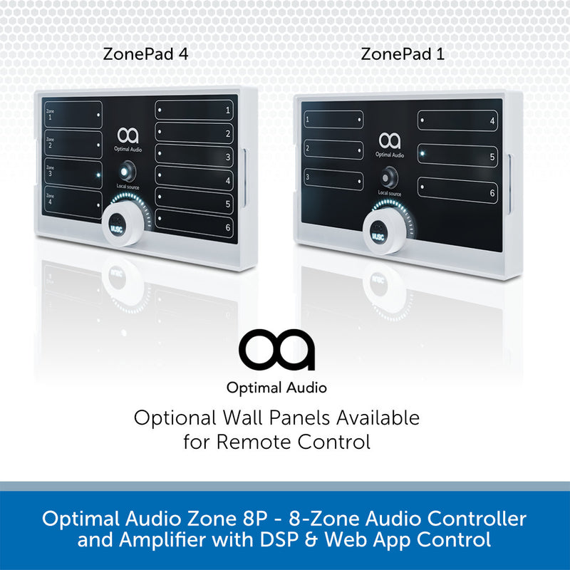 Optimal Audio Zone 8P - 8-Zone Audio Controller and Amplifier with DSP & Web App Control