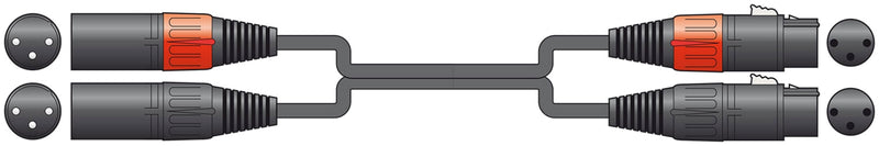 Twinned XLR Female to XLR Male Audio Cables for linking PA Amplifiers, Mixers, Etc.