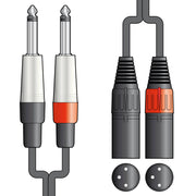 Twinned 6.35mm Mono Jack to XLR Male Audio Cable for Linking PA Equipment