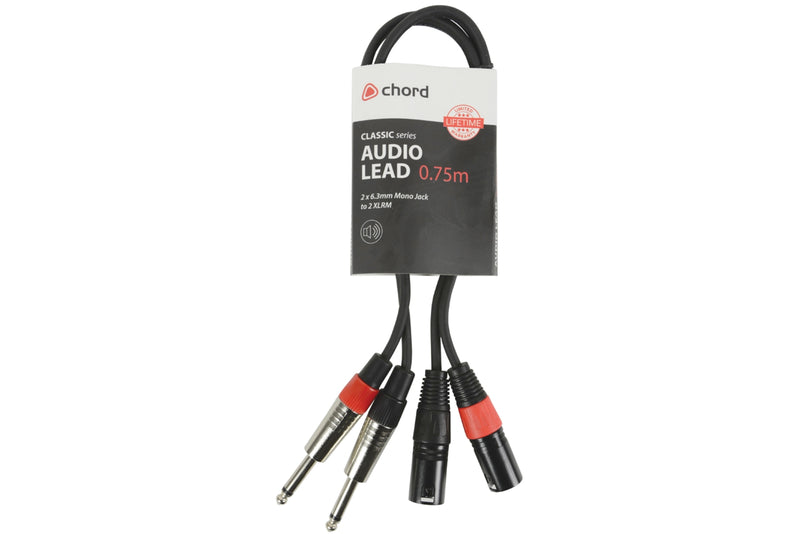 Twinned 6.35mm Mono Jack to XLR Male Audio Cable for Linking PA Equipment